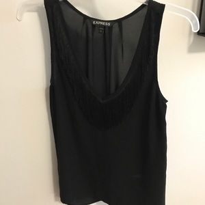 Express Black Fringe Tank Size XS